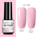 LILYCUTE Fluorescent Nail Gel Polish  Nail Color Glitter Sequins Matte Effect Gel Long Lasting Base Top Coat Nail Art