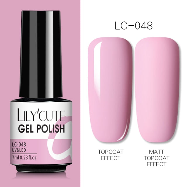 LILYCUTE Fluorescent Nail Gel Polish  Nail Color Glitter Sequins Matte Effect Gel Long Lasting Base Top Coat Nail Art
