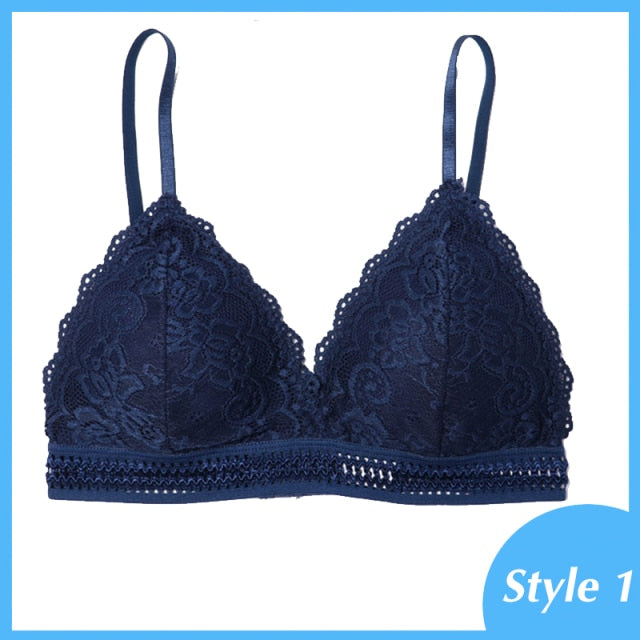 1/2PCS French Style Bralette Seamless Deep V Lace Bra Wireless Thin Underwear Sexy Lingerie Soft Push Up Bras For Women Hot