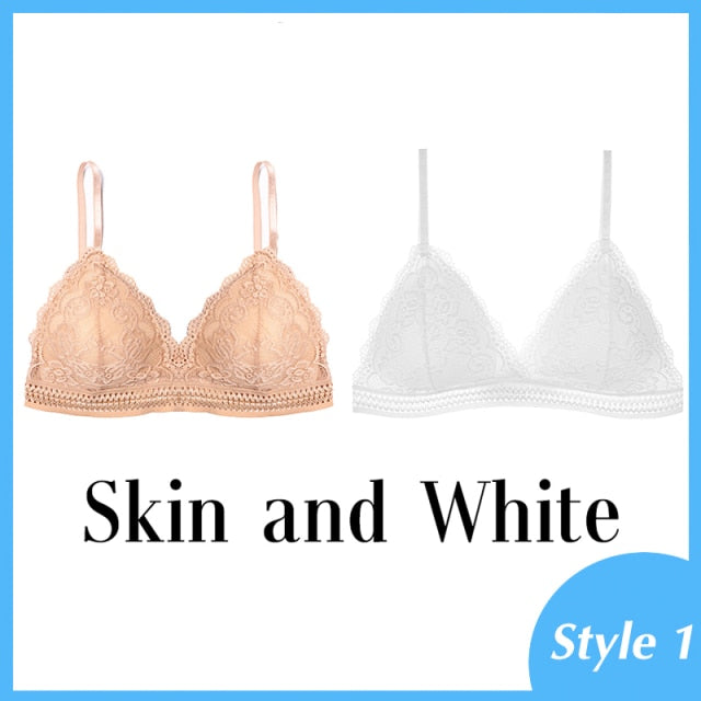 1/2PCS French Style Bralette Seamless Deep V Lace Bra Wireless Thin Underwear Sexy Lingerie Soft Push Up Bras For Women Hot