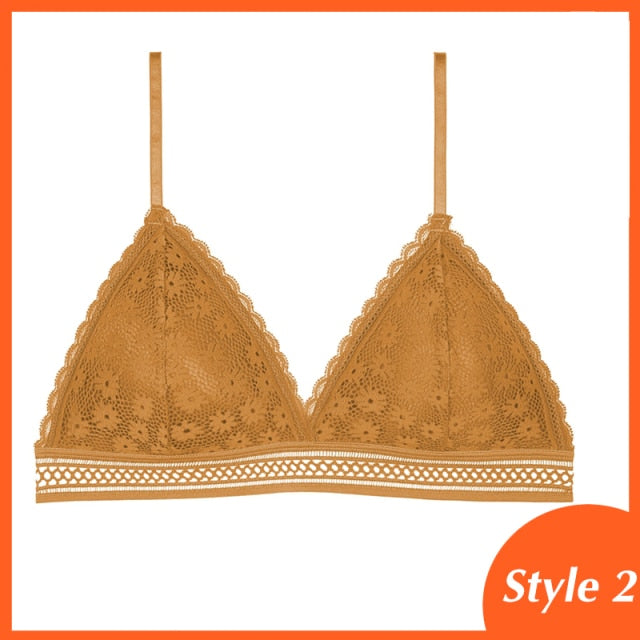 1/2PCS French Style Bralette Seamless Deep V Lace Bra Wireless Thin Underwear Sexy Lingerie Soft Push Up Bras For Women Hot