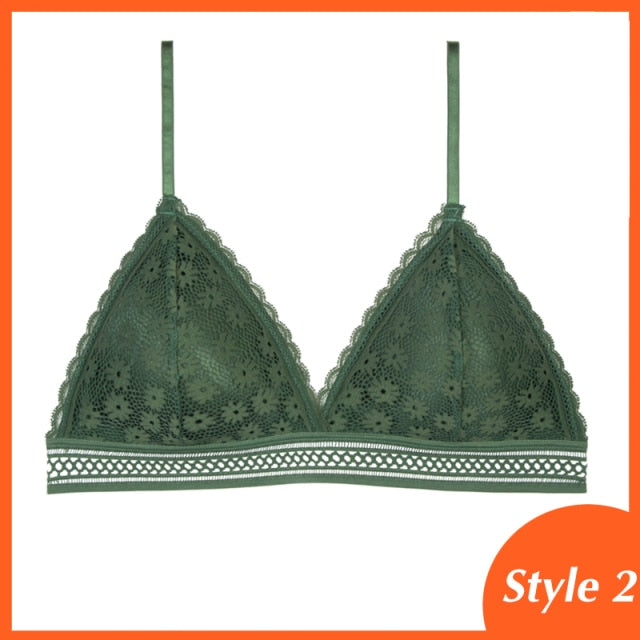 1/2PCS French Style Bralette Seamless Deep V Lace Bra Wireless Thin Underwear Sexy Lingerie Soft Push Up Bras For Women Hot