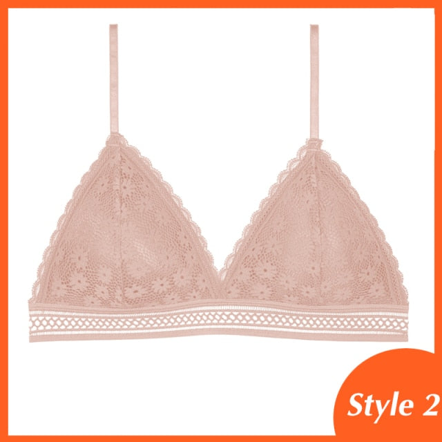 1/2PCS French Style Bralette Seamless Deep V Lace Bra Wireless Thin Underwear Sexy Lingerie Soft Push Up Bras For Women Hot
