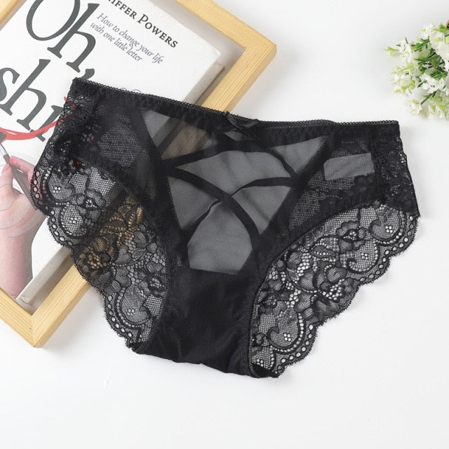 Lace Panties Women Sexy Transparents Underwear Hollow Out Woman Lingerie Low Waist M-3XL Large Size Lady Soft Underpantes