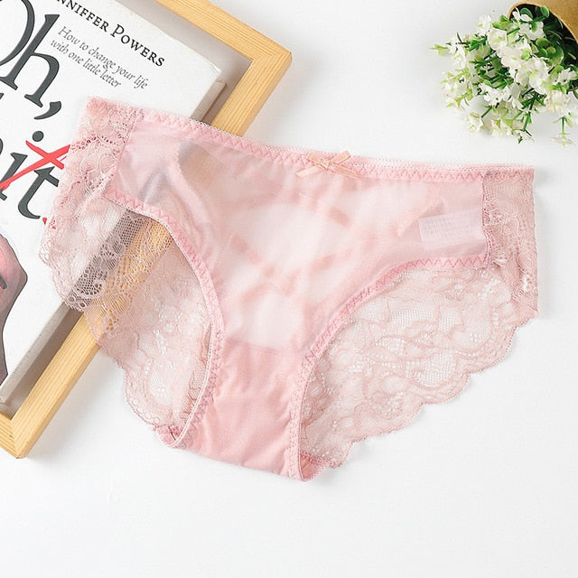 Lace Panties Women Sexy Transparents Underwear Hollow Out Woman Lingerie Low Waist M-3XL Large Size Lady Soft Underpantes