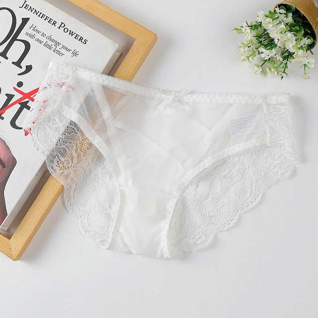 Lace Panties Women Sexy Transparents Underwear Hollow Out Woman Lingerie Low Waist M-3XL Large Size Lady Soft Underpantes