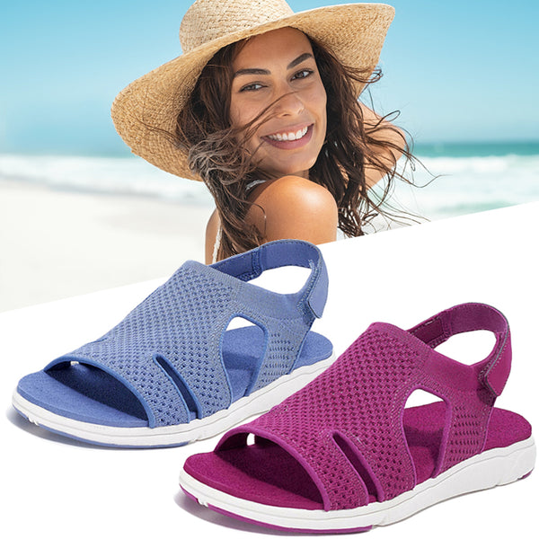 2021 New Women's Soft & Comfortable Sandals Mesh Upper Breathable Sandals Adjustable Cross-strap Design Sandalias Mujer 2020