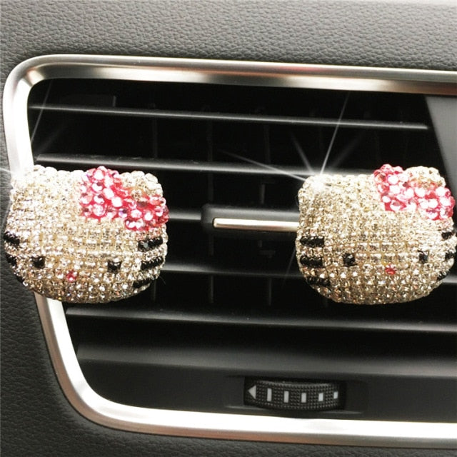 Car Air Freshener Perfume Women Diamond Hello TK Cat KT Air Conditioner Outlet Aromatherapy Clip Essential Oil  Diffuser