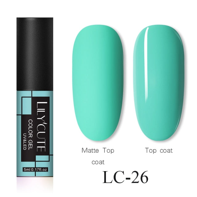 LILYCUTE 5ml Fluorescent Color Nail Gel Polish UV LED 12 Colors Manicure Semi Soak Off Gel Varnish Nail Art Design Gel Varnish