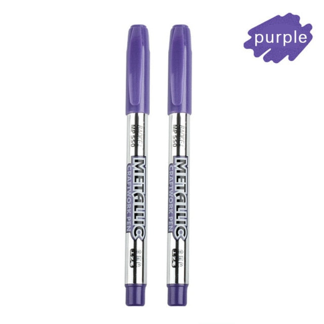 2pcs/lot DIY Metallic Waterproof Permanent Paint Marker Pens Gold And Silver For Drawing Students Supplies Marker Craftwork Pen