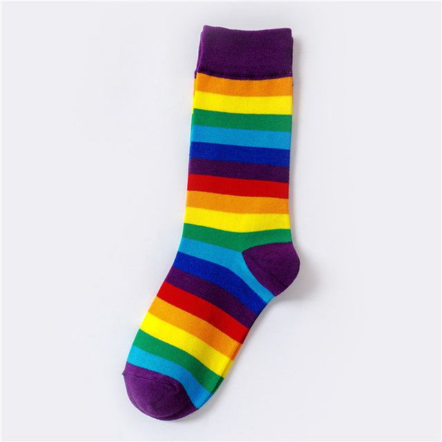 Fashion Socks Cotton Rainbow Stripes Christmas Gift Classic Warm Casual Tide Harajuku Funny Cute Pop Korean Socks For Women