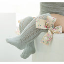 Summer Kids Socks Floral Big Bow Toddlers Girls knee High Long Sock Soft Cotton Hollow Out Baby Socks Mesh Girl Princess Socken
