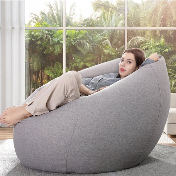 Soft Lazy Sofas Cover Linen Cloth Chair Covers Seat Bean Bag Pouf Puff Couch Tatami Living Room Furniture Cover Without Filler