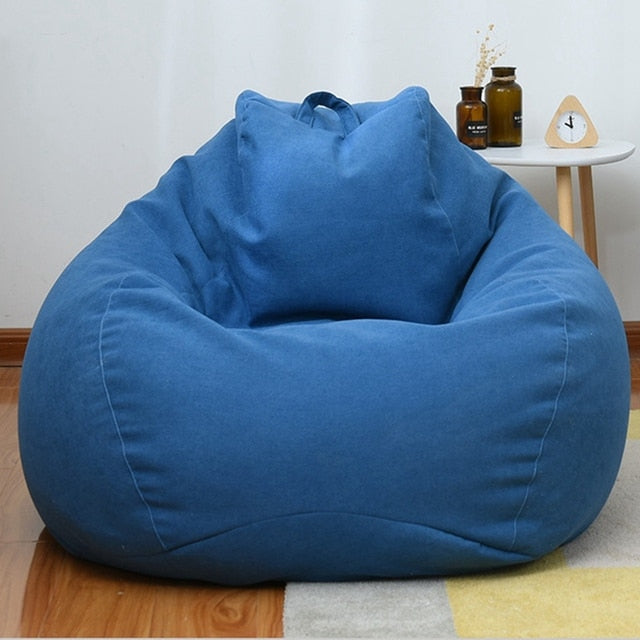 Soft Lazy Sofas Cover Linen Cloth Chair Covers Seat Bean Bag Pouf Puff Couch Tatami Living Room Furniture Cover Without Filler