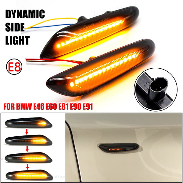 LED Side Marker Mirror Indicator Lamp Flowing Water Turn Signal Light Amber For BMW E90 E91 E92 E93 E60 E87 E82 E61 E46