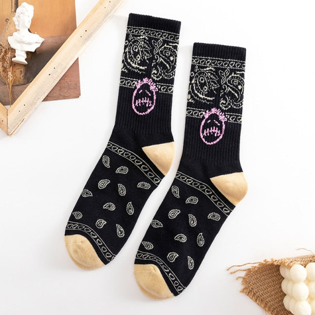 Men socks Travis Scott Skate Crew Socks Men Sport Travis Scott Cactus Jack Bandanas Socks Streetwear Hip Hop