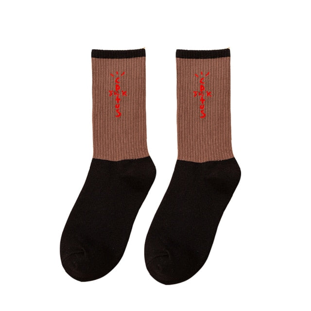 Men socks Travis Scott Skate Crew Socks Men Sport Travis Scott Cactus Jack Bandanas Socks Streetwear Hip Hop