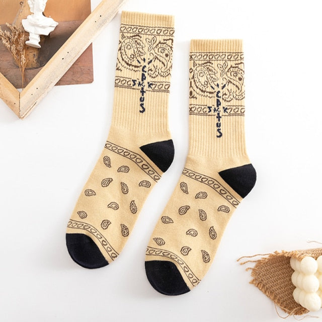 Men socks Travis Scott Skate Crew Socks Men Sport Travis Scott Cactus Jack Bandanas Socks Streetwear Hip Hop