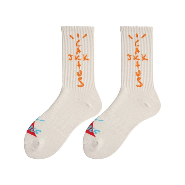 Men socks Travis Scott Skate Crew Socks Men Sport Travis Scott Cactus Jack Bandanas Socks Streetwear Hip Hop