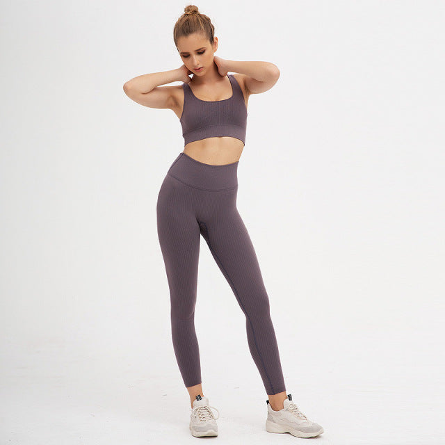 2 Pieces Seamless Fitness Women Yoga Suit Gym Push Up Clothes Workout Sport Set Padded Sports Bra High Waist Legging Sportswear