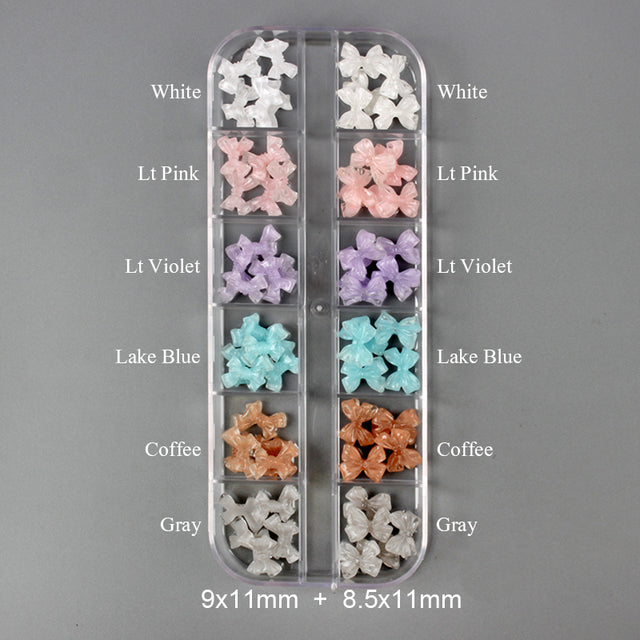 12 grid box 60Pcs 3D Cute Bear/Butterfly Resin Nail Art Decorations Aurora Rhinestone for Nails Glitter DIY Manicure Accessories