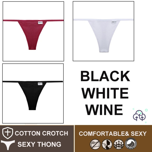 FINETOO 3PCS/Set M-XL Sexy G-string Panties Cotton Women's Underwear Girls Female Underpant Pantys Ladies Bikini Thong Lingerie