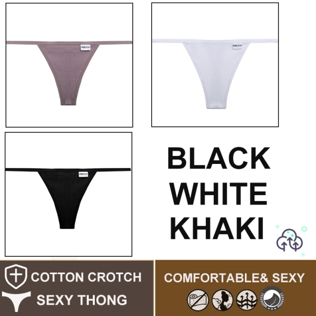 FINETOO 3PCS/Set M-XL Sexy G-string Panties Cotton Women's Underwear Girls Female Underpant Pantys Ladies Bikini Thong Lingerie