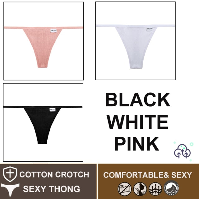 FINETOO 3PCS/Set M-XL Sexy G-string Panties Cotton Women's Underwear Girls Female Underpant Pantys Ladies Bikini Thong Lingerie