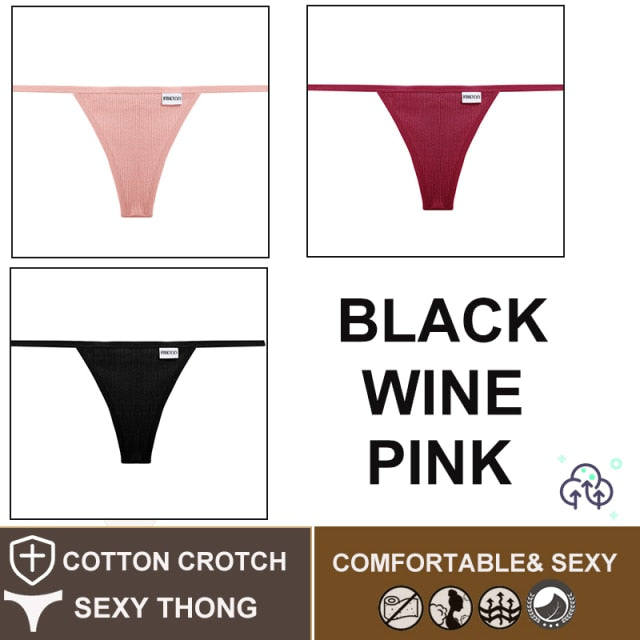 FINETOO 3PCS/Set M-XL Sexy G-string Panties Cotton Women's Underwear Girls Female Underpant Pantys Ladies Bikini Thong Lingerie