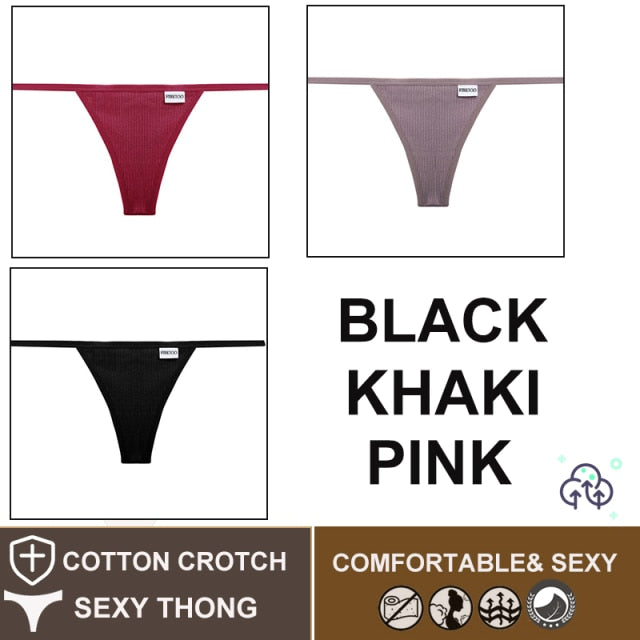 FINETOO 3PCS/Set M-XL Sexy G-string Panties Cotton Women's Underwear Girls Female Underpant Pantys Ladies Bikini Thong Lingerie