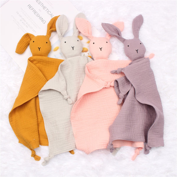 Baby Cotton Muslin Comforter Blanket Soft Newborn Sleeping Dolls Kids Fashion Sleep Toy Soothe Appease Towel Bibs