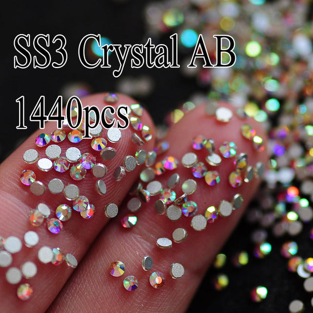 YanRuo Crystal AB Strass Flatback Caviar Glass Diamond Design Mini Glitter Pearl Mini Rhinestones Manicure Nail Art Decoration