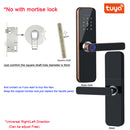 Tuya Wifi Electronic Smart Door Lock With Biometric Fingerprint / Smart Card / Password / Key Unlock/ USB Emergency Charge