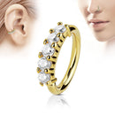 1 Pcs Piercing Nose Ring Expander Seamless Segment Ear Nose Hoops Gold Color Cz Tragus Cartilage Earrings Nostril Body Jewelry