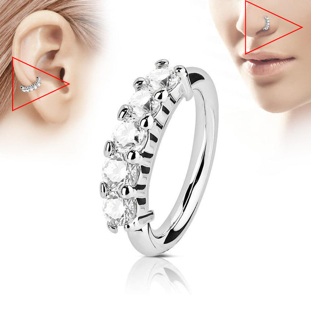 1 Pcs Piercing Nose Ring Expander Seamless Segment Ear Nose Hoops Gold Color Cz Tragus Cartilage Earrings Nostril Body Jewelry