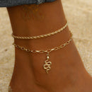 IPARAM Women's Anklet Bohemian Layered Heart Anklet 2021 Summer Beach Anklets On Foot Ankle Bracelets For Women Leg Chain