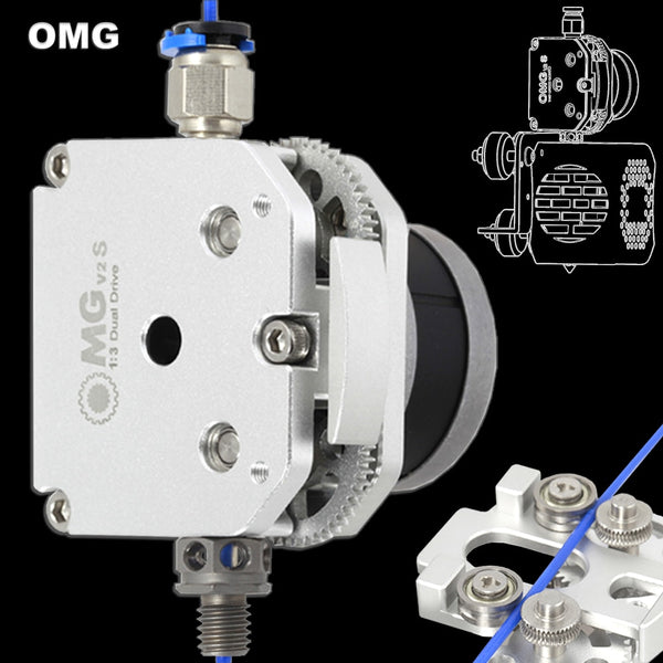 OMG All Metal Aluminum Direct Extrud Dual Drive Bowden For 3D Printer Ender 3 Update Orbiter Titan Aero BMG E3D MK8 H2 V6