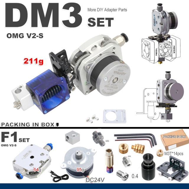 OMG All Metal Aluminum Direct Extrud Dual Drive Bowden For 3D Printer Ender 3 Update Orbiter Titan Aero BMG E3D MK8 H2 V6