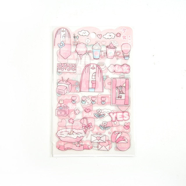 Mohamm 4PCS/Pack Kawaii Anime Stickers Scrapbooking Stationery School Supplies