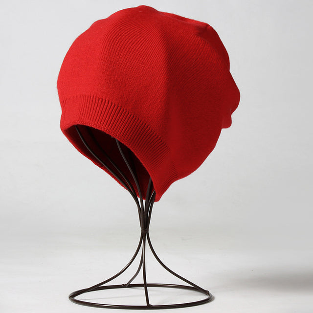VISROVER  6 colors unsex Autumn winter solid color real cashmere beanies best matched New cashmere man woman Warm skullies