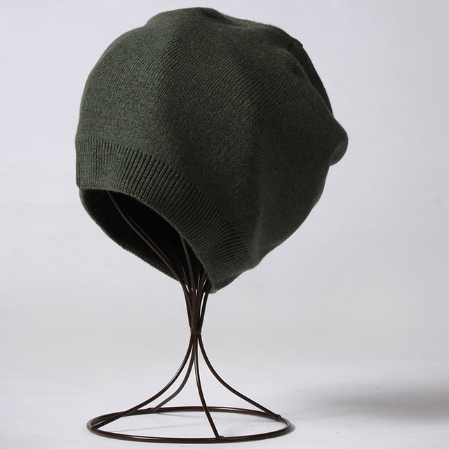 VISROVER  6 colors unsex Autumn winter solid color real cashmere beanies best matched New cashmere man woman Warm skullies