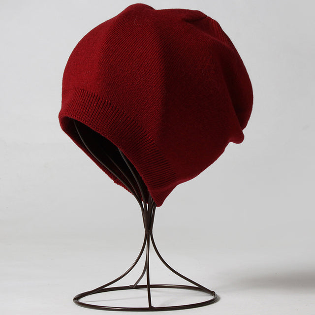 VISROVER  6 colors unsex Autumn winter solid color real cashmere beanies best matched New cashmere man woman Warm skullies