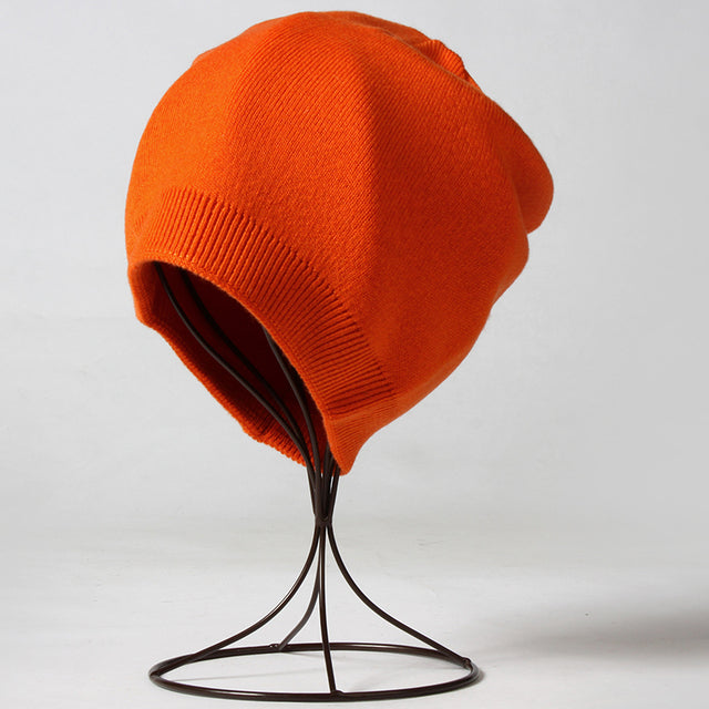 VISROVER  6 colors unsex Autumn winter solid color real cashmere beanies best matched New cashmere man woman Warm skullies