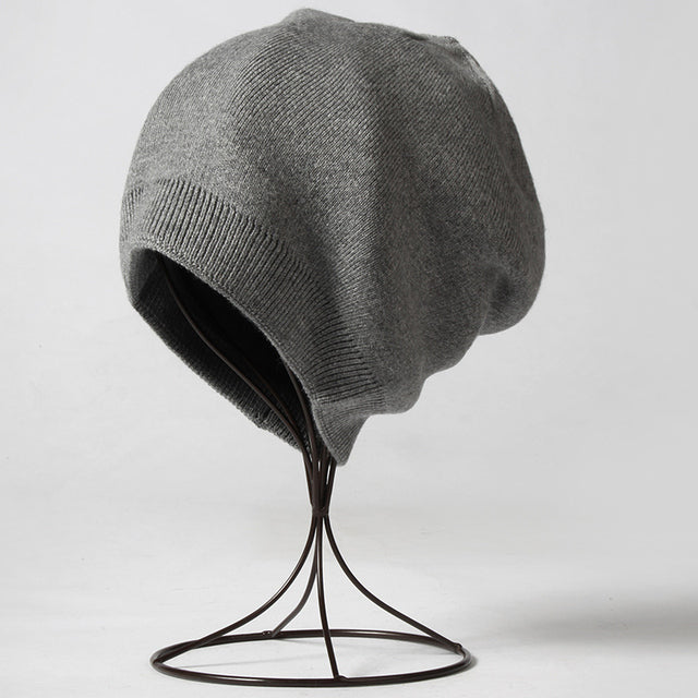 VISROVER  6 colors unsex Autumn winter solid color real cashmere beanies best matched New cashmere man woman Warm skullies