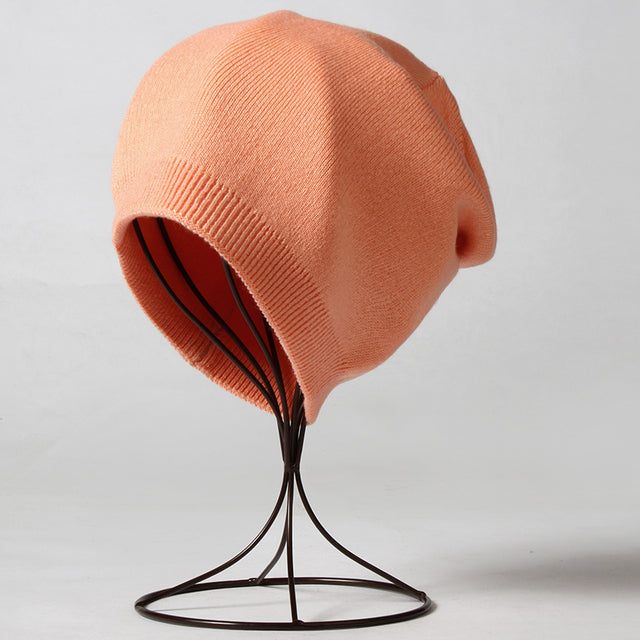 VISROVER  6 colors unsex Autumn winter solid color real cashmere beanies best matched New cashmere man woman Warm skullies