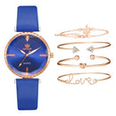 5pcs Set Top Style Fashion Women's Watch Luxury Leather Band Analog Quartz WristWatch Ladies Watch Women Dress Relogio Mujer