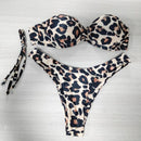 Animal Print Leopard Bikini Push Up Swimsuit Sexy Women Bikini Set 2021 Brazilian Thong Bathing Suit Bandeau Beach Wear Swimwear