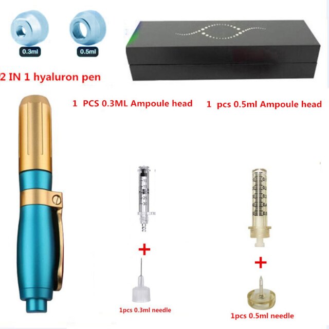 NEW 2 IN 1High Pressure Hyaluronic Acid Pen High density metal For Anti Wrinkle Lip injection hyaluron gun atomizer hyaluron pen