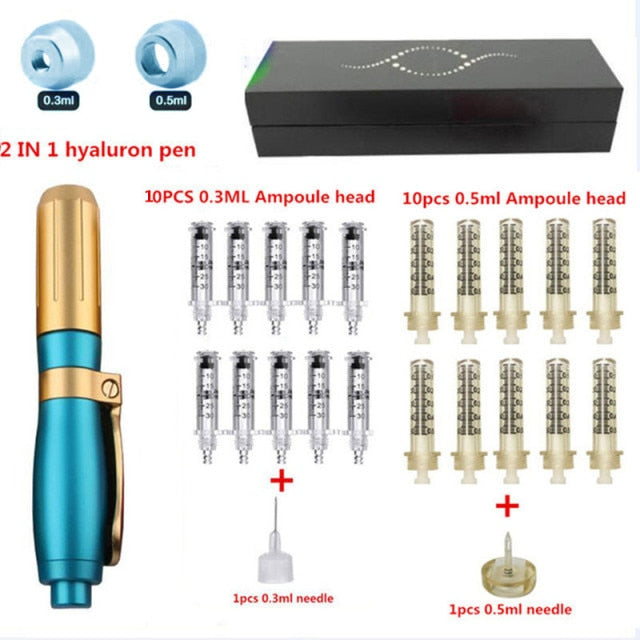 NEW 2 IN 1High Pressure Hyaluronic Acid Pen High density metal For Anti Wrinkle Lip injection hyaluron gun atomizer hyaluron pen