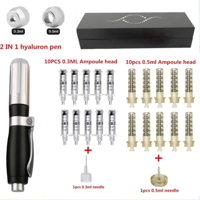 NEW 2 IN 1High Pressure Hyaluronic Acid Pen High density metal For Anti Wrinkle Lip injection hyaluron gun atomizer hyaluron pen